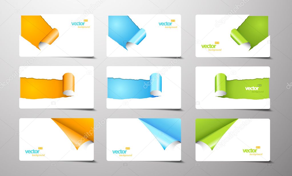 Set of gift cards with rolled corners.