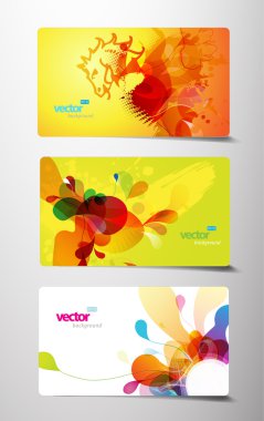 Set of abstract colorful splash gift cards. clipart