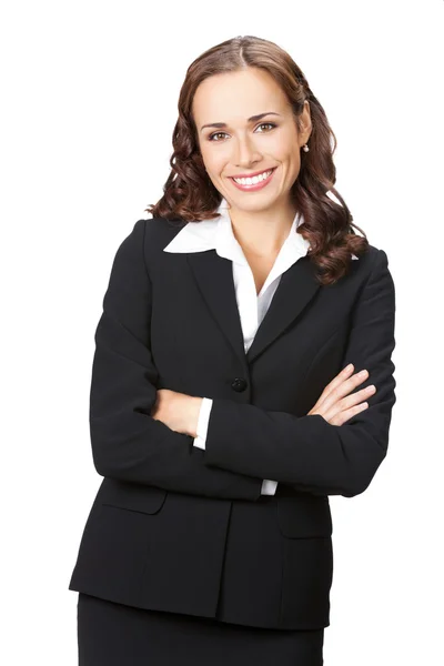 Feliz sorridente mulher de negócios, sobre branco — Fotografia de Stock