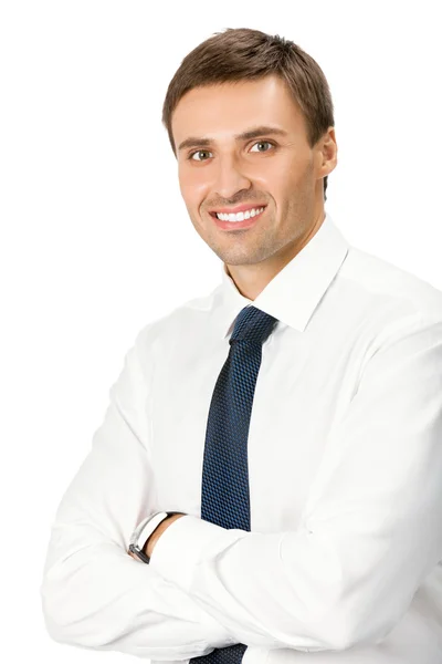 Uśmiechnięty człowiek biznesu, na białym tle — Zdjęcie stockowe