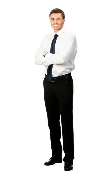 Retrato de cuerpo completo del hombre de negocios feliz, en blanco —  Fotos de Stock