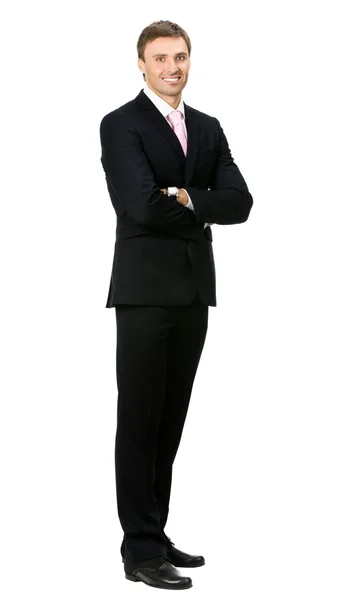 Retrato de corpo inteiro de homem de negócios feliz, em branco — Fotografia de Stock