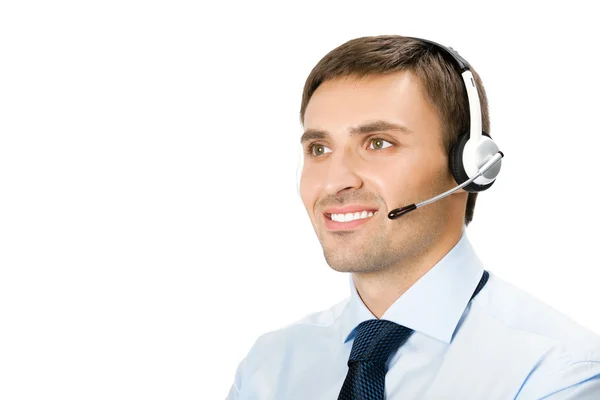 Telefoon-operator in hoofdtelefoon, geïsoleerd — Stockfoto
