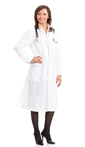 Hela kroppen glad läkare, isolerad på vit — Stockfoto