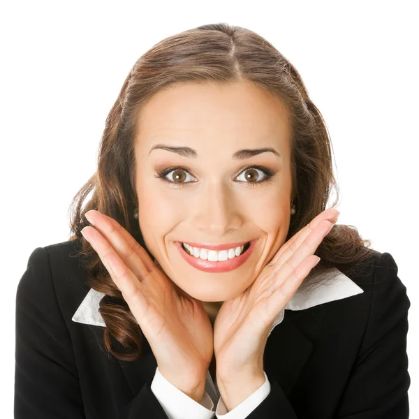 Surprised business woman, isolated — Stock Photo, Image