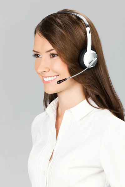 Operador de telefone de apoio no fone de ouvido — Fotografia de Stock