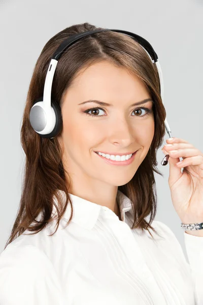 Obsługa telefonu operatora w słuchawki — Zdjęcie stockowe