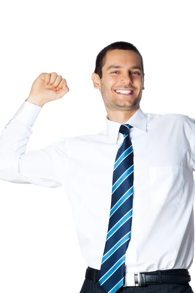 Happy businessman, on white — Stock Photo, Image