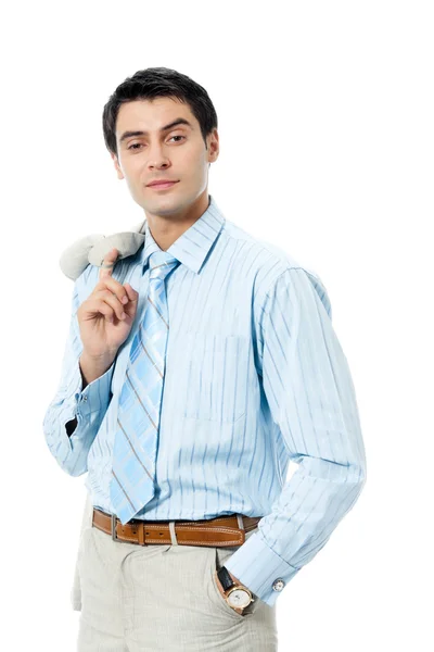 Portrait of happy smiling young business man, isolated — Stock Photo, Image