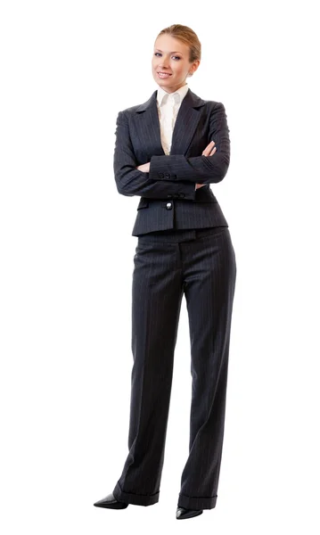 Ganzkörperporträt einer Geschäftsfrau, isoliert — Stockfoto
