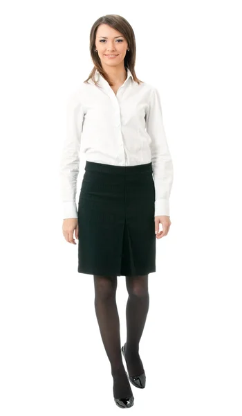 Corpo pieno di donna d'affari che cammina, su bianco — Foto Stock
