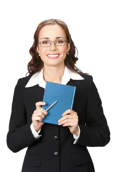 Επιχειρηματίας με το σημειωματάριο ή διοργανωτή, απομονωμένη — Φωτογραφία Αρχείου