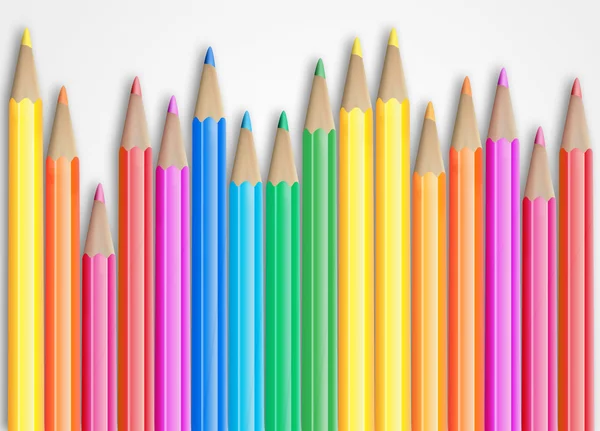Set of coloured pencils with shadow on white background — Stock Photo, Image