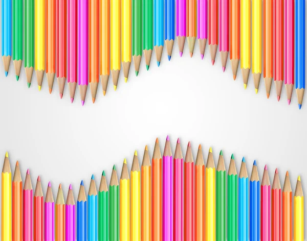 Set med färgade pennor med skugga på vit bakgrund — Stockfoto