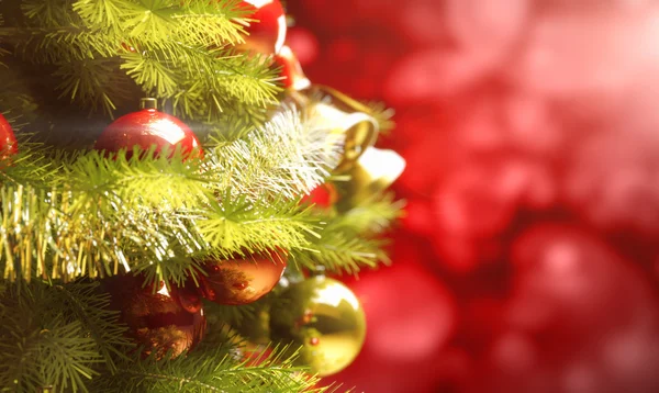 Bakgrund med en julgran och holiday ljus. — Stockfoto