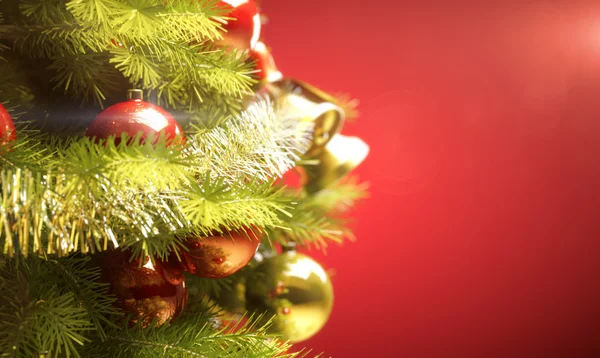 Hintergrund mit Weihnachtsbaum und Weihnachtsbeleuchtung. — Stockfoto