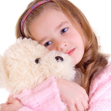 Young girl with bear clipart