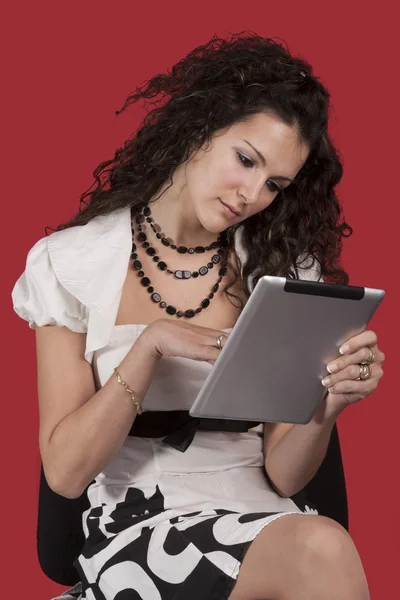 Chica y tableta PC — Foto de Stock