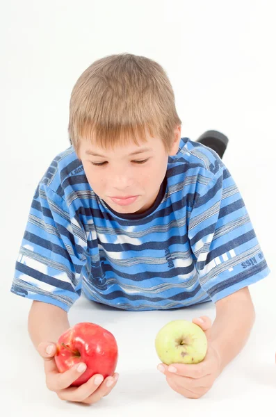 stock image Boy chosing an apple