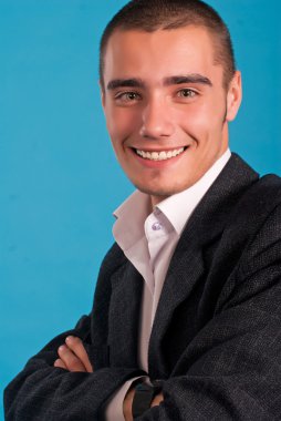 Young business man smiling