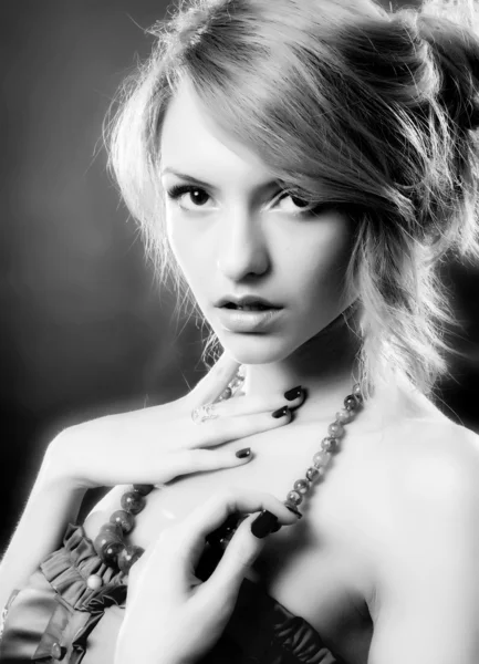 Stock image Attractive blonde, black and white