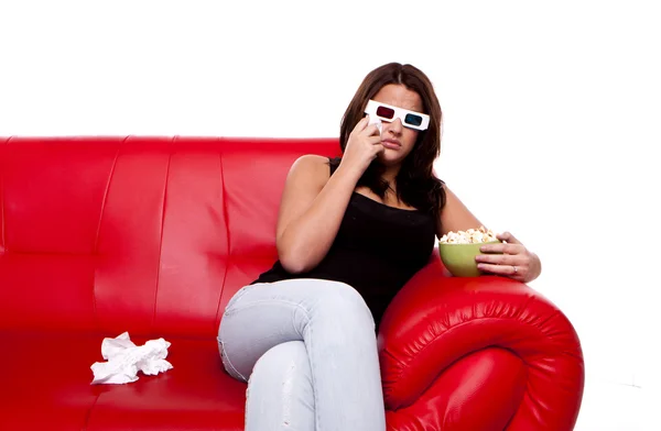 Mujer viendo película 3D . —  Fotos de Stock