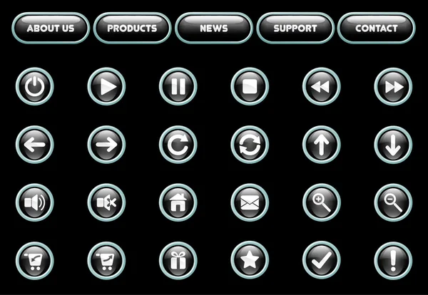 Siyah parlak web düğmeleri — Stok Vektör
