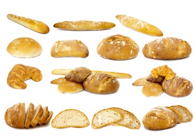 Bread collection isolated on white background clipart