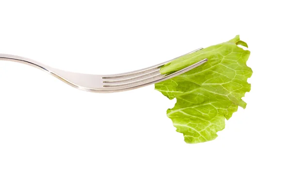 Salat und Gabel isoliert auf weißem Hintergrund — Stockfoto