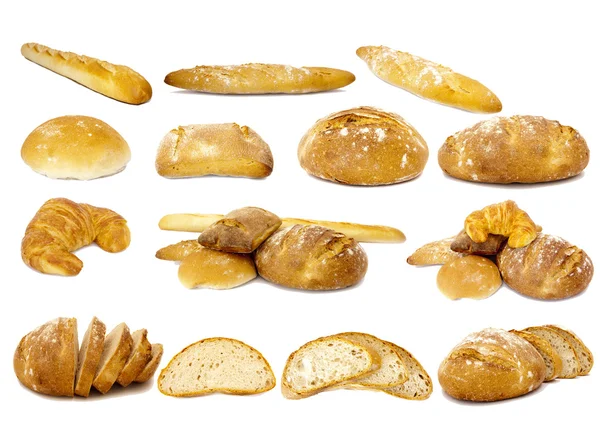 Bread collection isolated on white background — Stock Photo, Image