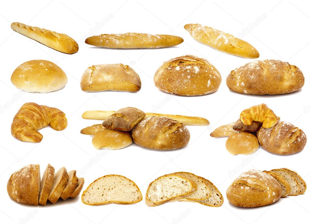 Bread collection isolated on white background