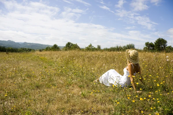 Девушка в поле — стоковое фото