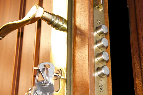 Fechadura da porta segurança doméstica — Fotografia de Stock