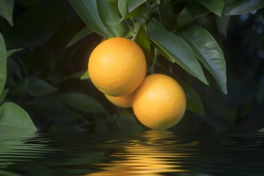 Oranges on the tree clipart