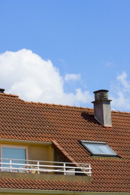 Roof with chimneys of buildings clipart