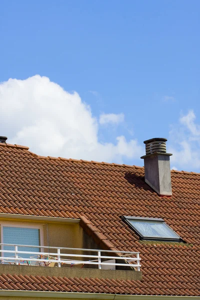 stock image Roof with chimneys of buildings