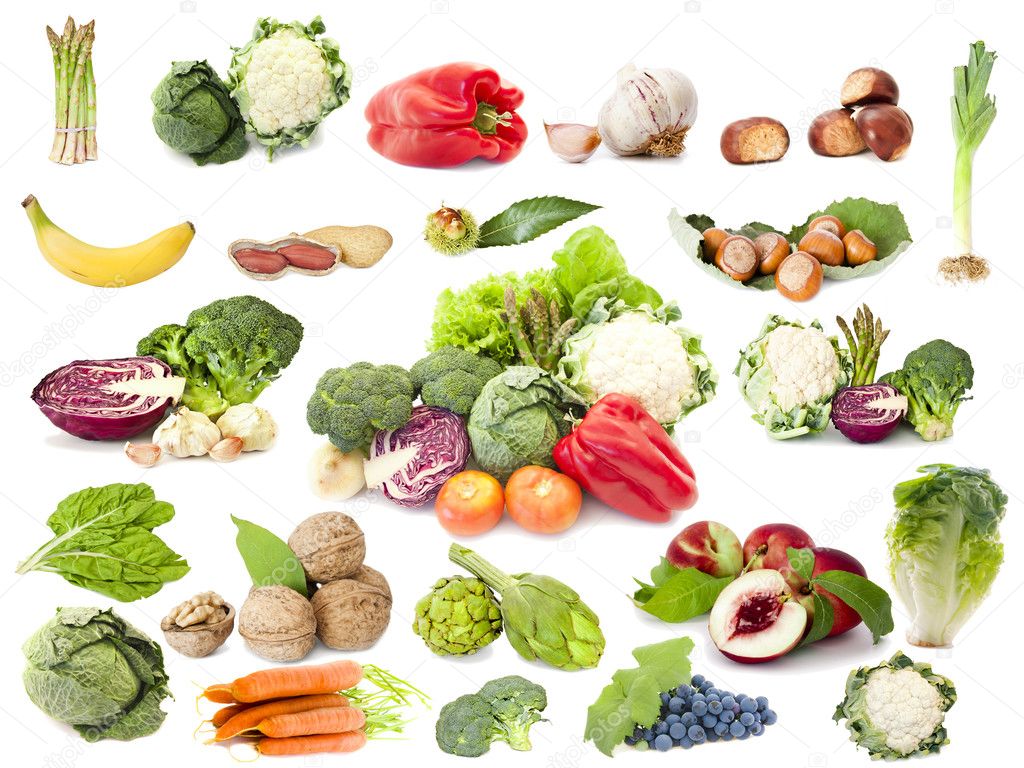 Collection of fruit and vegetables, vegetarian diet