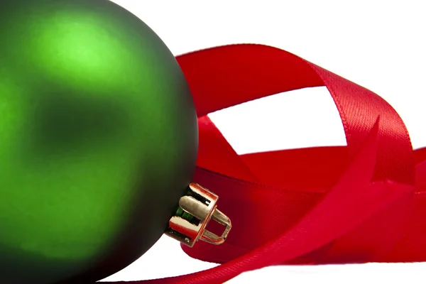 Pretty green Christmas ball isolated — Stock Photo, Image