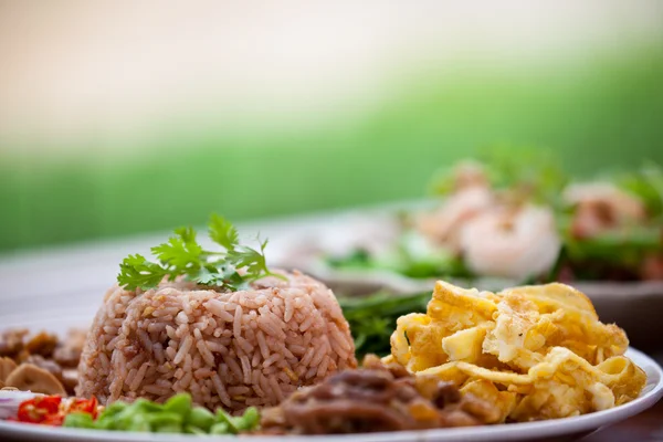 Fry rice with the shrimp paste, Thai food — Stockfoto