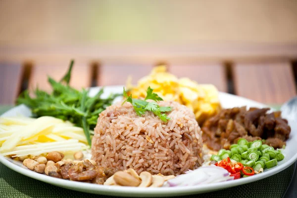 Fry rice with the shrimp paste, Thai food — Stock Photo, Image