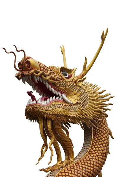 Золотая статуя дракона Китая Стоковое Изображение