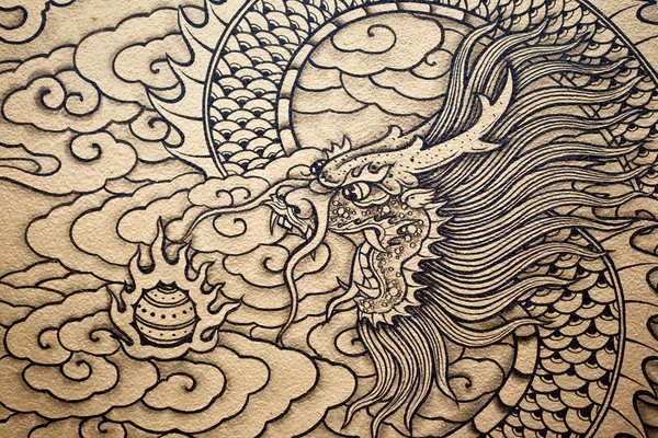 Pintura de dragão em uma parede — Fotografia de Stock