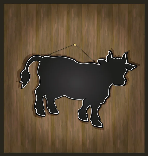 Raster Blackboard cow bull restaurant menu card — Stock Photo, Image