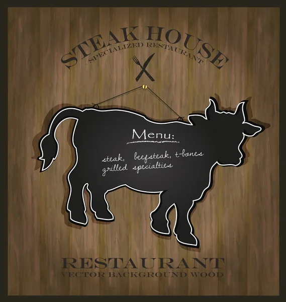 Vector Tableau noir vache taureau carte de menu restaurant — Image vectorielle