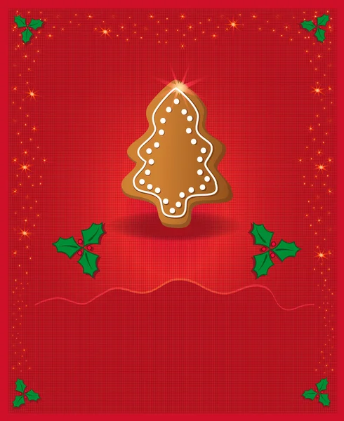 Raster Christmas red congratulations card gingerbread — Stock Photo, Image