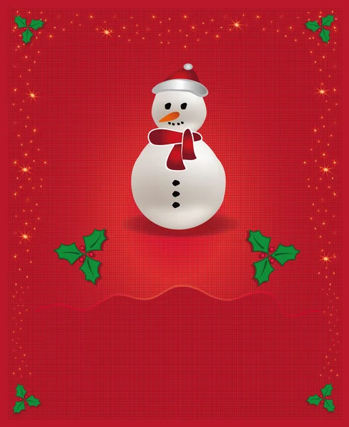Raster Natale rosso congratulazioni carta pupazzo di neve — Foto Stock