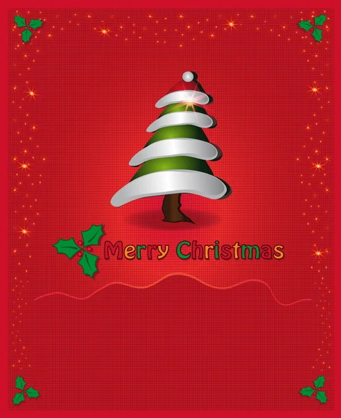 Vector Navidad rojo felicitaciones árbol de la tarjeta — Vector de stock