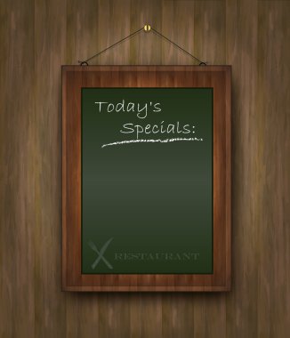 Vector blackboard wood menu Todays special restaurant green clipart