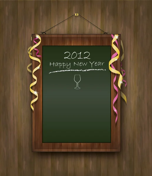 Чорна дошка зеленого дерева меню 2012 щасливий новий рік — стоковий вектор