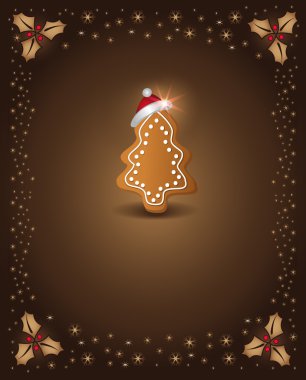 Christmas card chocolate gingerbread tree congratulations template clipart